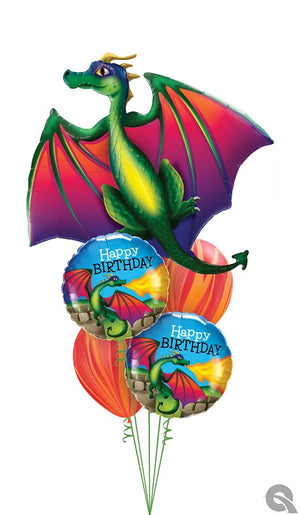 Dragon Happy Birthday Balloon Bouquet with Helium and Weight