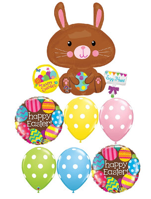 Easter Chocolate Bunny Balloons Bouquet with Helium and Weight