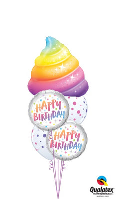 Emoji Rainbow Sparkle Poop Birthday Balloon Bouquet with Helium Weight