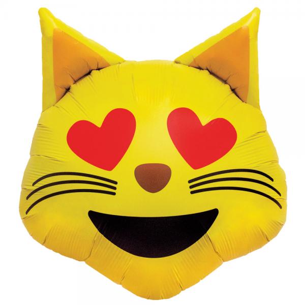 25 inch Emoticon Emoji Love Cat Head Foil Balloons