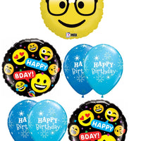 Emoji Nerd Birthday Balloon Bouquet with Helium and Weight