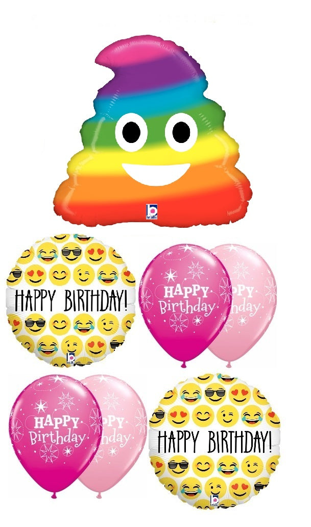 Emoji Rainbow Poop Birthday Balloon Bouquet