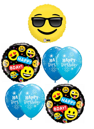 Emoji Sunglasses Birthday Balloons Bouquet