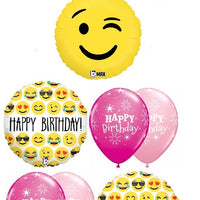 Emoji Wink Pink Birthday Balloons Bouquet