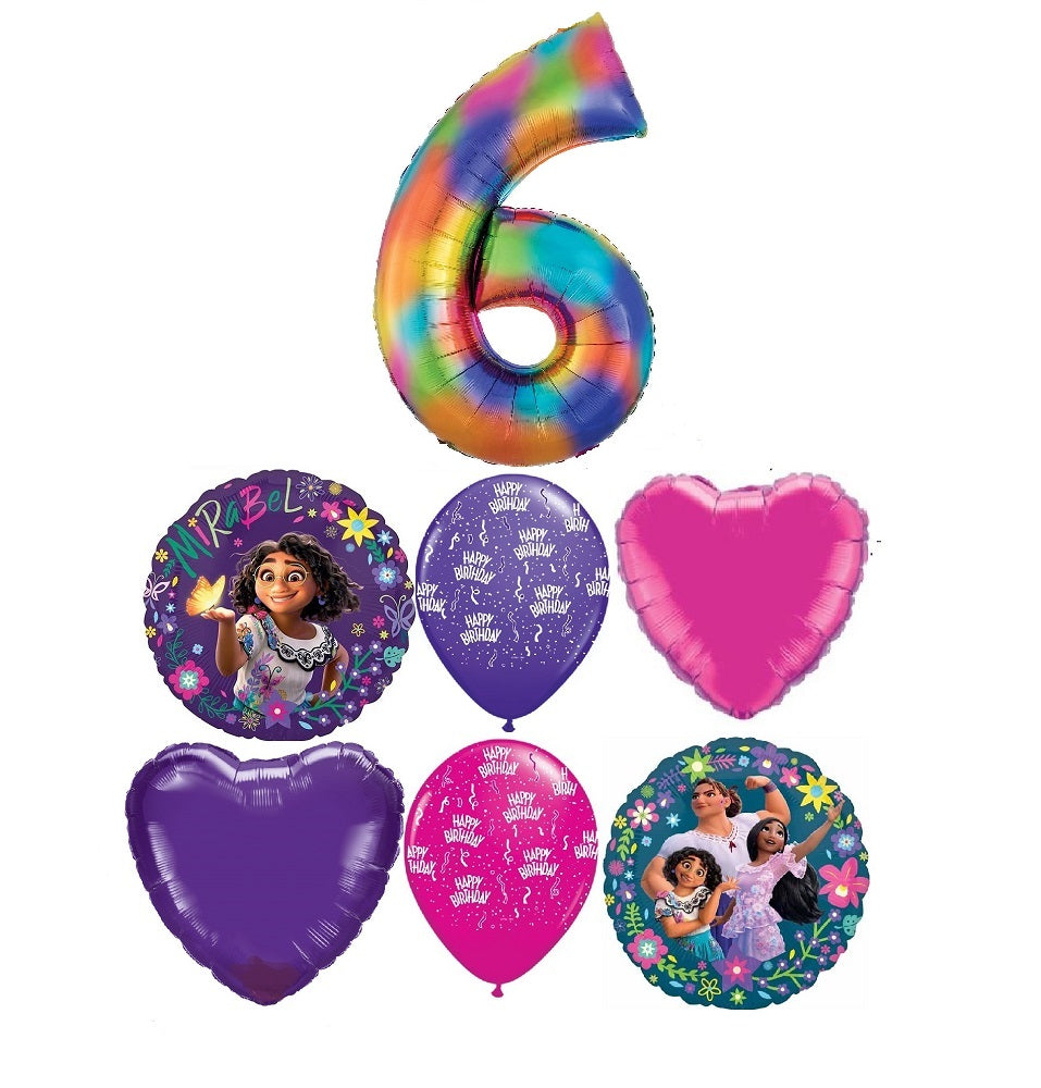 Encanto Birthday Hearts Pick An Age Rainbow Number Balloons