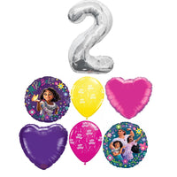 Encanto Birthday Hearts Pick An Age Silver Number Balloons Bouquet