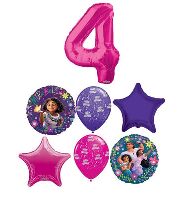 Encanto Birthday Stars Pick An Age Magenta Number Balloons Bouquet