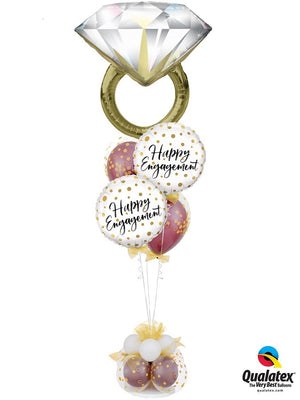 Engagement Diamond Ring Balloons Bouquet  Stand Up