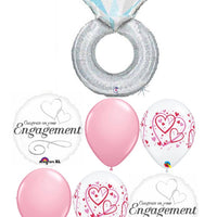 Engagement Ring Platinum Holographic Glitter Balloon Bouquet