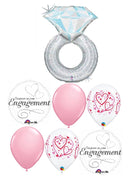 Engagement Ring Platinum Holographic Glitter Balloon Bouquet