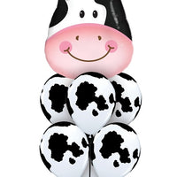 Farm Animals Birthday Cow Balloon Bouquet with Helium and Weight