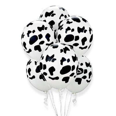 Farm Animals Cowhide Balloon Bouquet 7 with Helium and Weight