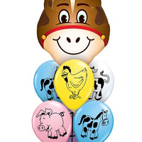 Farm Animals Horse Head Balloon Bouquet with Helium and Weight