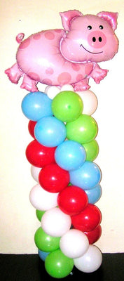 Farm Animals Birthday Pig Balloon Column Tower