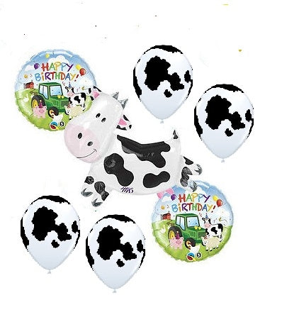 Farm Animals Cow Birthday Balloon Bouquet with Helium and Weight