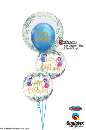 Fairy Happy Birthday Balloon Bouquet with Helium and Weight
