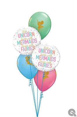 Fairy Mermaids Unicorns Balloon Bouquet of 7