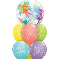 Fairy Bubble Happy Birthday Balloon Bouquet with Helium and Weight