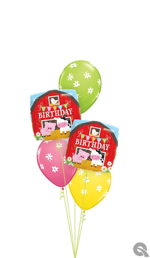 Farm Animals Barn Birthday Balloon Bouquet with Helium and Weight