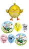 Farm Animals Chick Birthday Balloon Bouquet with Helium and Weight