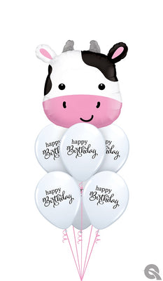 Farm Animals Cute Holstein Cow Birthday Balloon Bouquet Helium Weight