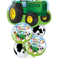 Farm Animals Green Tractor Birthday Balloon Bouquet with Helium Weight