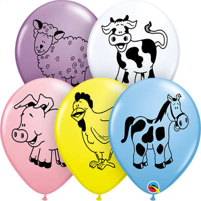 11 inch Farm Animals Balloons with Helium and Hi Float