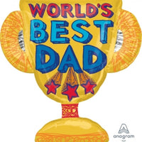 Fathers Day Worlds Best Dad Trophy Balloon with Helium and Weight