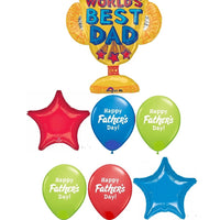 Fathers Day Worlds Best Dad Trophy Balloons Bouquet