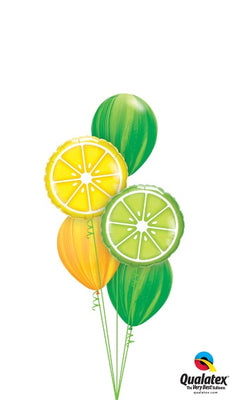 Fiesta Lemon Lime Balloon Bouquet with Helium Weight