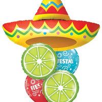 Fiesta Sombrero Lime Zest Balloons Bouquet with Helium and Weight