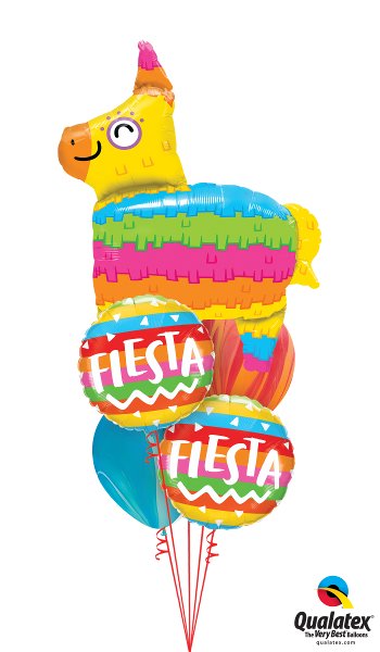Fiesta Pinata Burro Rainbow Balloon Bouquet with Helium Weight