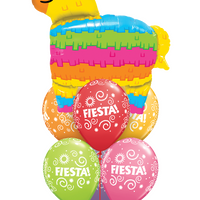 Fiesta Pinata Rainbow Balloon Bouquet with Helium Weight
