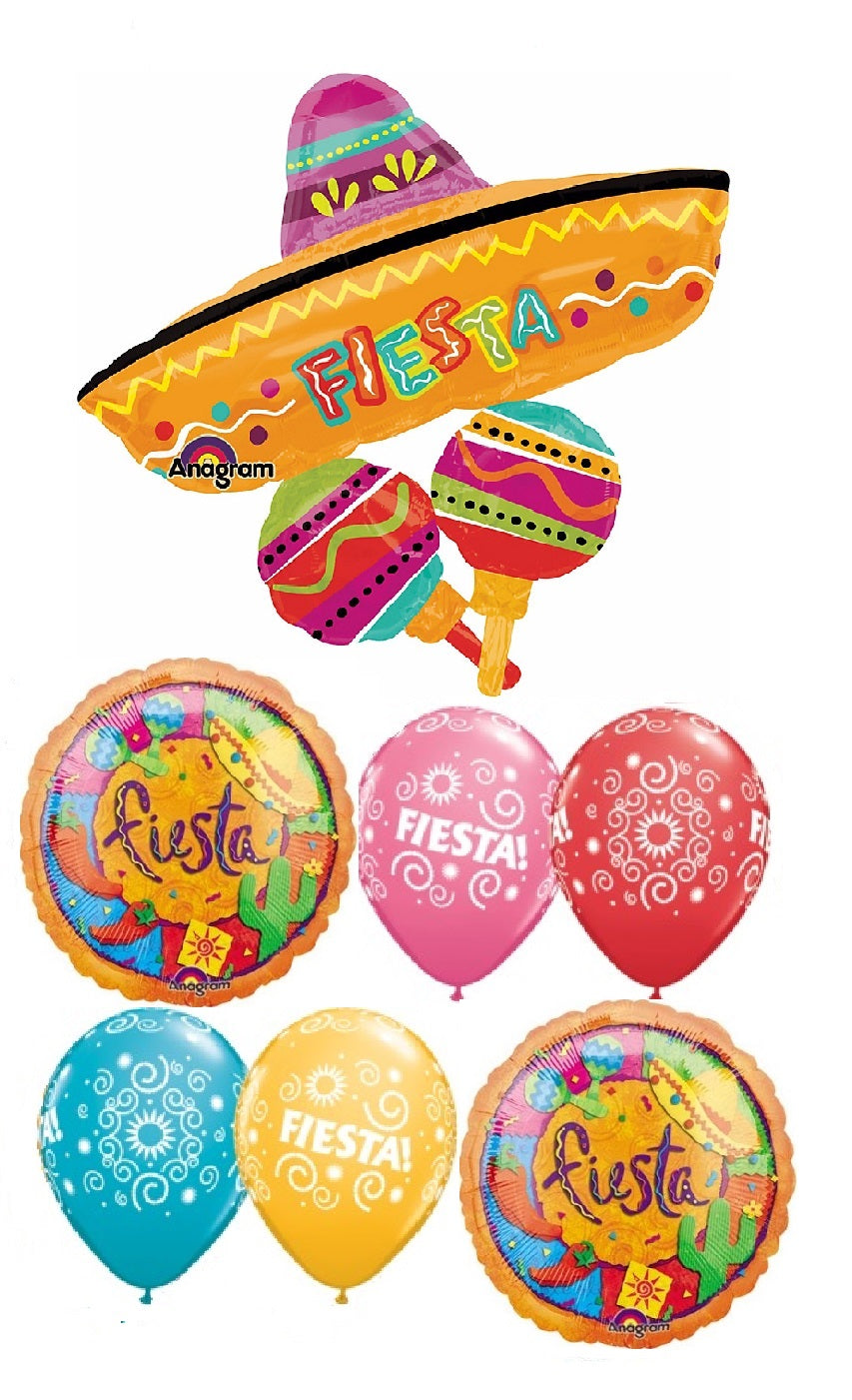 Fiesta Sombrero Bright Balloon Bouquet with Helium Weight