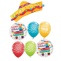 Fiesta Sombrero Burro Birthday Balloon Bouquet with Helium Weight