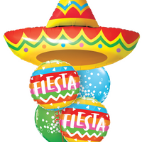 Fiesta Sombrero Stripes Dots Balloon Bouquet with Helium Weight
