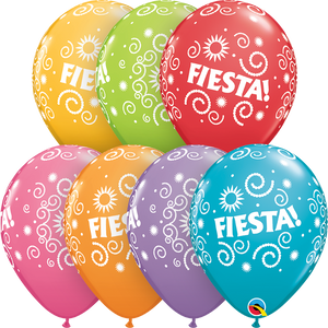 11 inch Fiesta Swirls Balloons with Helium and Hi Float
