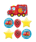 Fire Truck Happy Birthday Balloon Bouquet with Helium Weight