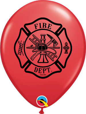 11 inch Fire Truck Badge Balloons with Helium and Hi Float