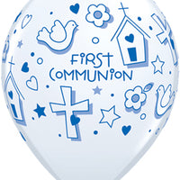 11 inch First Communion Symbols Boy Balloons with Helium and Hi Float
