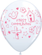 11 inch First Communion Symbols Girl Balloons with Helium and Hi Float
