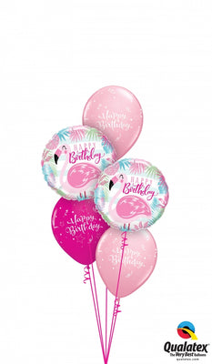 Pink Flamingo Swirls Birthday Balloons Bouquet