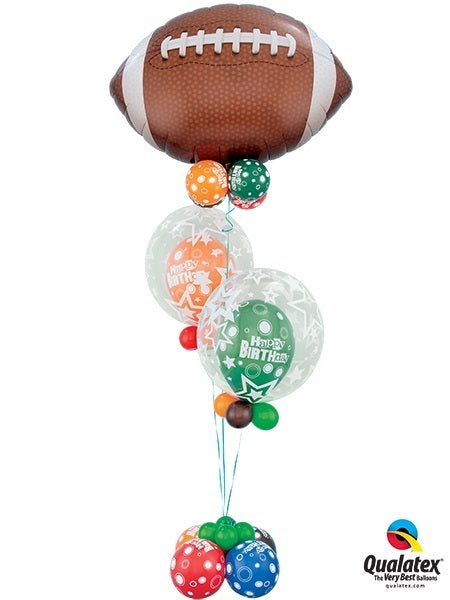 Football Birthday Bubble Balloon Bouquet with Helium and Weight