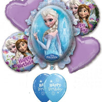 Frozen Elsa Happy Birthday Hearts Balloon Bouquet with Helium Weight