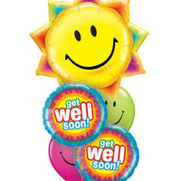 Get Well Smiley Sun Balloons Bouquet