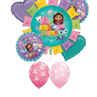 Gabbys Dollhouse Happy Birthday Balloon Bouquet with Helium and Weight