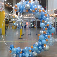 Garland Balloon Arch Chrome Silver Blue Confetti Starburst