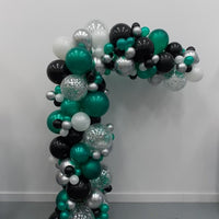 Garland Balloon Arch Emerald Green Chrome Silver Confetti Black