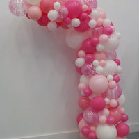 Garland Pink White Rose Graffiti Balloon Arch