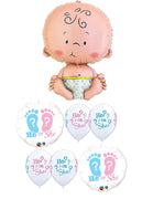 Gender Reveal Cute Baby Foot Prints Balloons Bouquet